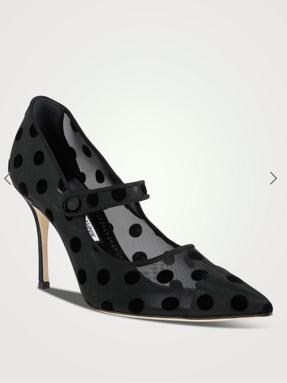 MANOLO BLAHNIK Campari Polka Dot Mesh Mary Jane Pumps in Black